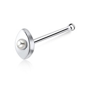 Pearl in Eye Silver Bone Nose Stud NSKD-203p